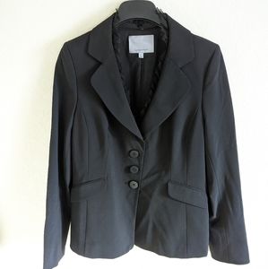 Classiques Entier Black Wool Blend Blazer Women’s Size 12 | Ruffle Collar Trim